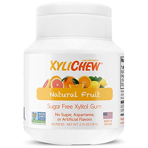 Xylichew 100% xylitol chewing gum gläser - non gmo, gluten, aspartam und zuckerfreier kaugummi -bad atem und mundtrockenheit 60 count obst von Xylichew