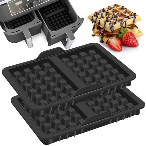 YADOBIG Ninja Heißluftfritteuse Zubehör, Wiederverwendbare Silikon Waffelform Kompatibel mit Ninja AF400EU, AF451EU und AF500EU, mit Zwei Fächern, 2 Stück Belgische Waffelform Zubehör YADOBIG Ninja Heißluftfritteuse Zubehör, Wiederverwendbare Silikon Waffelform Kompatibel mit Ninja AF400EU, AF451EU und AF500EU, mit Zwei Fächern, 2 Stück Belgische Waffelform Zubehör von YADOBIG