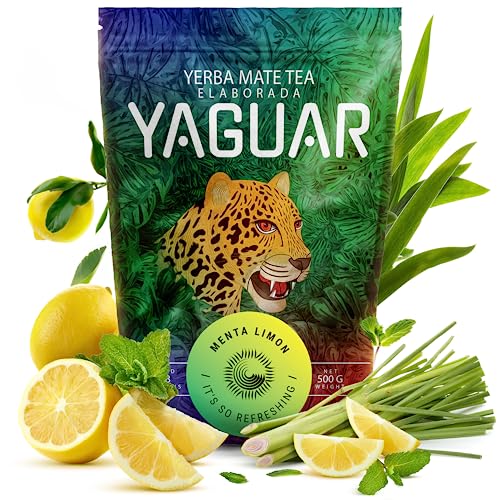 Mate Tee Yaguar Menta Limón 500g Mate Tee mit Zitrone & Minze Brasilianischer Mate Tee Erfrischender Mate Tee Glutenfrei Vegan von YAGUAR