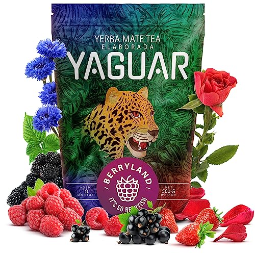 Yaguar Berryland 0,5kg | Mate Tee mit Früchten | Natürliche Anregung | Erdbeere, Himbeere, Johannisbeere| Mate Tee aus Brasilien | 500g von YAGUAR