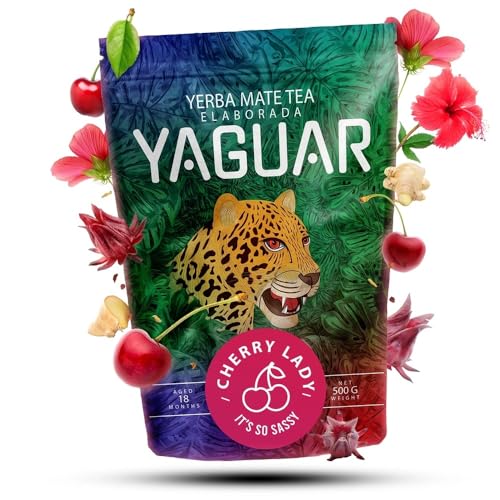 Yaguar Cherry Lady 0,5kg | Verführerischer Mate Tee mit Kirsche und Hibiskus | Würziger Geschmack des Mate Tees | Mate Tee aus Brasilien | Natürliche Anregung | 500g von YAGUAR