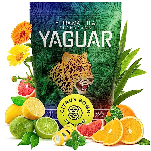 Yaguar Citrus Bomb 0,5kg | Zitrus-Mate Tee aus Brasilien | Erfrischung und Anregung | Zitrone, Orange, Limone | 500g Yaguar Citrus Bomb 0,5kg | Zitrus-Mate Tee aus Brasilien | Erfrischung und Anregung | Zitrone, Orange, Limone | 500g von YAGUAR
