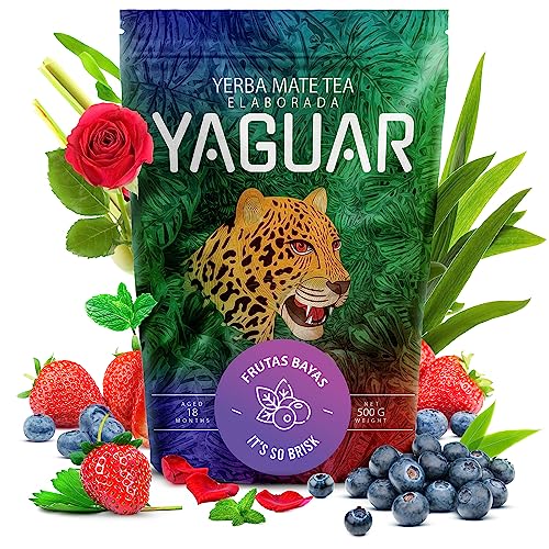 Yaguar Frutas Bayas 500 g | Der feine Früchte-Mate Tee | Perfekt für Anfänger | großer Koffeingehalt |brasilianischer Tee Mate Tee |Erfrischender Mate Tee 0,5 kg von YAGUAR