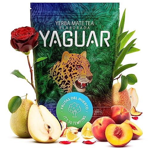 Yaguar Frutas del Huerto 0,5 kg | Früchte-Mate Tee aus Brasilien | Kraft des natürlichen Koffeins | Mit Birnen- und Apfelgeschmack| Tee Mate Tee mit Birnen- und Apfelgeschmack 500 g | von YAGUAR