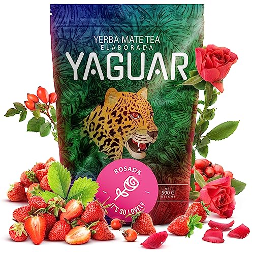 Yaguar Rosada 500 g | Der feine Mate Tee mit Rose und Erdbeere | Perfekt für Anfänger | großer Koffeingehalt |brasilianischer Tee Mate Tee| Rose-Mate Tee 0,5 kg von YAGUAR