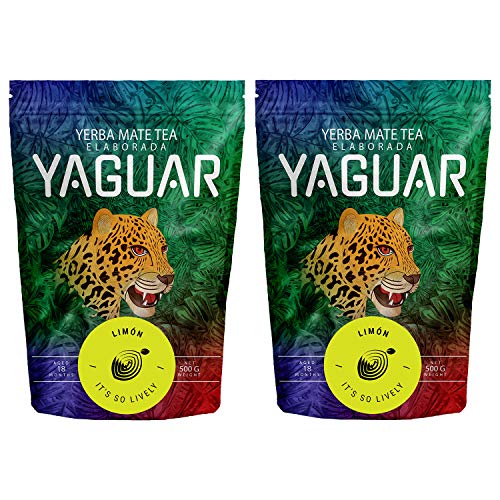 Yerba Mate Tee Yaguar Limón 1000g (2x500g) | Mate Tee Mit Zitrone | Brasilianischer Mate Tee | Glutenfrei | Vegan von YAGUAR