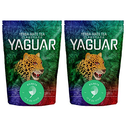 Yerba Mate Yaguar Silueta anregender Mate Tee mit Kräutern zur Gewichtsreduktion Brasilianischer Yerba Mate Tee Aromatischer Mate Tee Mischung mit Kräutern (1000g (2x500g)) von YAGUAR