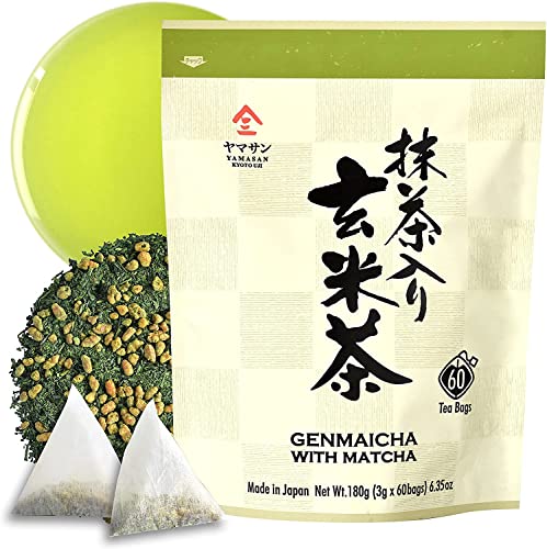Genmaicha Grüner Tee mit geröstetem braunen Reis, Koffeinarm, Japanischer Tee, 3g×60 Teebeutel【YAMASAN】 von YAMASAN KYOTO UJI