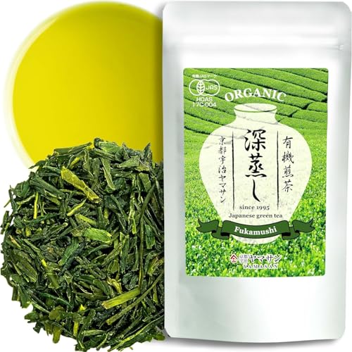 YAMASAN KYOTO UJI Japanischer Fukamushi-Grüntee, tief gedämpft, Organic loser Tee, mild, süß und vollmundig im Geschmack, heiß und kalt aufbrühen, hergestellt in Japan, 80g von YAMASAN KYOTO UJI