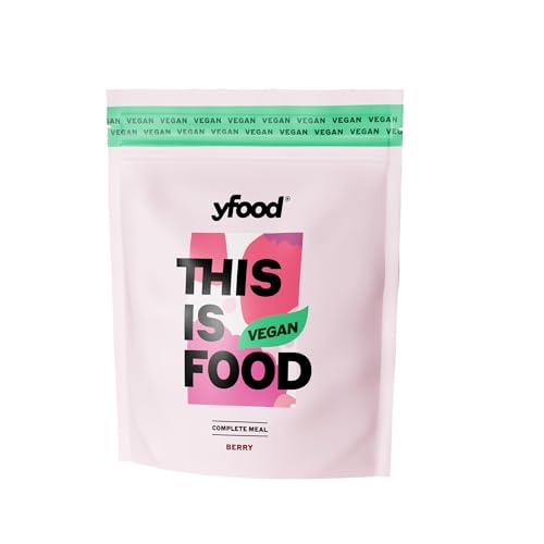 yfood Pulver Vegan Berry, Leckere Trinkmahlzeit für unterwegs, THIS IS FOOD Pulver, 25g Protein, 12 Mahlzeiten, 26 Vitamine und Mineralstoffe, Geschmack Beere (vegan) von YFood