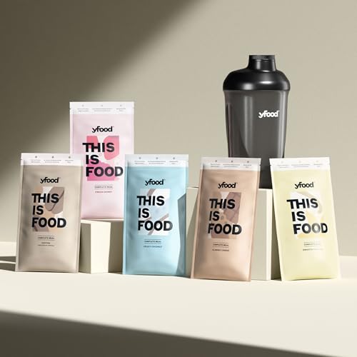 yfood Trinkmahlzeit Pulver Probierpaket zuckerarm, laktosefrei & glutenfrei (10 Mahlzeiten, 5 Sorten) - This Is Food Flüssignahrung Drinks mit 25g Protein, 26 Vitamine & Mineralstoffe von YFood