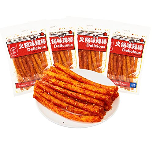 YMeijian Latiao Hot & Spicy 4 Pack Stick Spicy Chinese Specialities Snacks (98 g x 4) von YMeijian