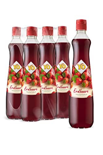 YO Sirup Erdbeere (6 x 700 ml) – 1x Flasche ergibt bis zu 6 Liter Fertiggetränk – ohne Süßungsmittel, Farb- & Konservierungsstoffe, vegan von YO