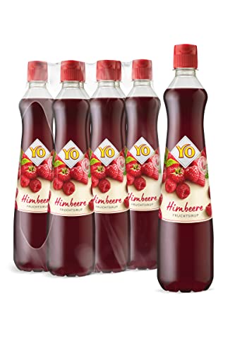 YO Sirup Himbeere (6 x 700 ml) – 1x Flasche ergibt bis zu 6 Liter Fertiggetränk – ohne Süßungsmittel, Farb- & Konservierungsstoffe, vegan, 6er Tray, Neu von YO