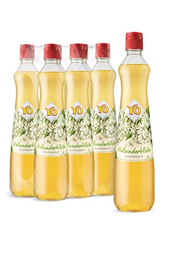 YO Sirup Holunderblüte (6 x 700 ml) – 1x Flasche ergibt bis zu 6 Liter Fertiggetränk – ohne Süßungsmittel, Farb- & Konservierungsstoffe, vegan von YO