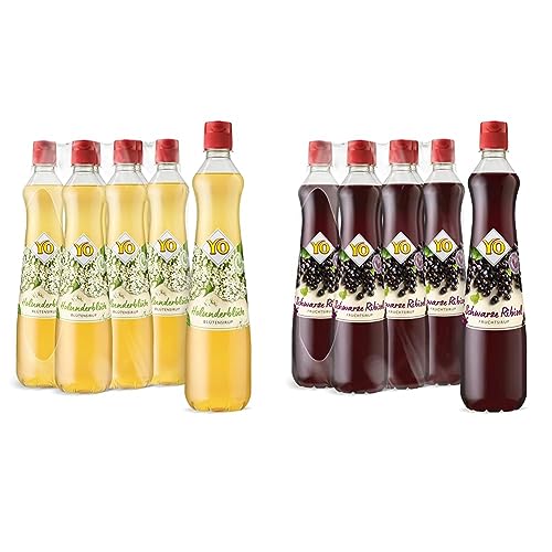 YO Sirup Holunderblüte (6 x 700 ml) – 1x Flasche ergibt bis zu 6 Liter Fertiggetränk & Sirup Schwarze Johannisbeere (6 x 700 ml) – 1x Flasche ergibt bis zu 6 Liter Fertiggetränk von YO