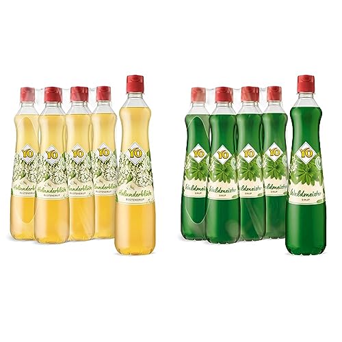 YO Sirup Holunderblüte (6 x 700 ml) – 1x Flasche ergibt bis zu 6 Liter Fertiggetränk & Sirup Waldmeister (6 x 700 ml) – 1x Flasche ergibt bis zu 6 Liter Fertiggetränk von YO
