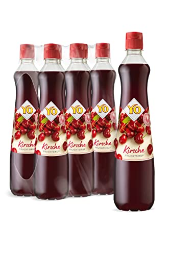 YO Sirup Kirsche (6 x 700 ml) – 1x Flasche ergibt bis zu 6 Liter Fertiggetränk – ohne Süßungsmittel, Farb- & Konservierungsstoffe, vegan von YO