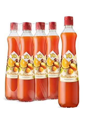 YO Sirup Multivitamin (6 x 700 ml) - 1x Flasche ergibt bis zu 6 Liter Fertiggetränk – ohne Süßungsmittel, Farb- & Konservierungsstoffe, vegan von YO
