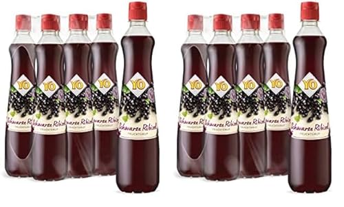 YO Sirup Schwarze Johannisbeere (6 x 700 ml) – 1x Flasche ergibt bis zu 6 Liter Fertiggetränk – ohne Süßungsmittel, Farb- & Konservierungsstoffe, vegan (Packung mit 2) von YO