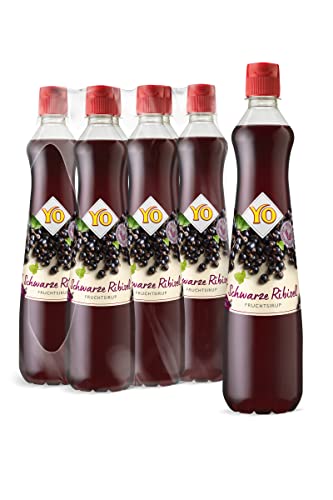 YO Sirup Schwarze Johannisbeere (6 x 700 ml) – 1x Flasche ergibt bis zu 6 Liter Fertiggetränk – ohne Süßungsmittel, Farb- & Konservierungsstoffe, vegan von YO