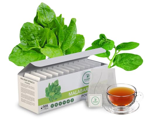 YOGHY ORGANICS 50 Teebeutel Malabar Spinat Gesunde Blätter Teebeutel Kräuterinfusion für Wellness Natürlicher reiner tropischer Geschmack von YOGHY ORGANICS
