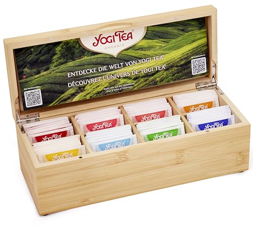Yogi Tea Geschenk - Teebox aus Bambus, Tee Geschenkset für Männer und Frauen als Ostergeschenk oder Muttertagsgeschenk, mit 8 ausgewählten Teesorten, 48 Teebeutel gesamt (8x6), ideal zur Aufbewahrung von Yogi Tea