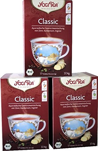 Yogi Tea® Classic I 3er Pack Yogi Tee mit echter Bio-Qualität I leckere ayurvedische Gewürz-Tee-Mischung für Yogis mit süßem Zimt Kardamom und Ingwer uvm. I Tee-Set mit 3x 17 Tee-Beutel von YOGI TEA