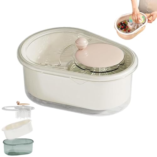 ﻿ Fruit Cleaner Spinner, Fruit Spinner Und Sieb, Portable Fruit Scrubber with Lid, Große Fruit Washer Spinner, Fruit Cleaner Spinner Mit Fruit Washer Schüssel, Obst Und Gemüse Scrubber von YOZO
