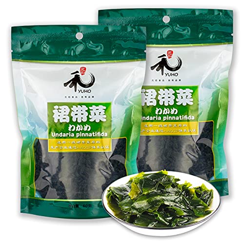 YUHO Wakame, getrocknete Meeresalgen, dried Seaweed, Seetang, Algen, alga, Kelp, Speisealgen, Meeresgemüse, 2er Pack, 2x60g YUHO Wakame, getrocknete Meeresalgen, dried Seaweed, Seetang, Algen, alga, Kelp, Speisealgen, Meeresgemüse, 2er Pack, 2x60g von YUHO