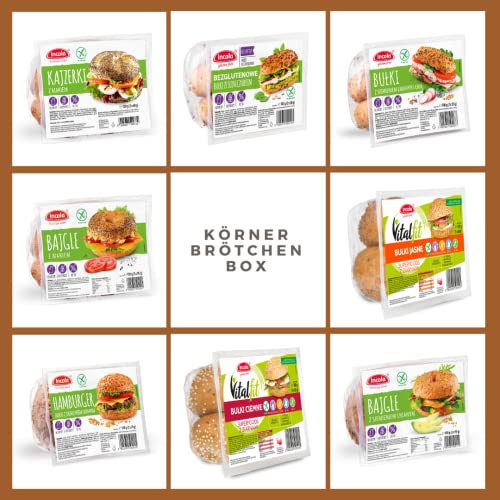 YULKA Glutenfrei | KÖRNER BRÖTCHEN BOX | 8erPack | Glutenfreie Brötchen und Backwaren | Laktosenfrei Weizenmehlfrei | Vorteilspack von YULKA