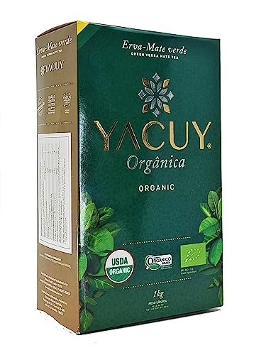 Yacuy Yerba Mate Green ORGANICA CHIMARRAO, Vakuumverpackt, Erva Mate Chimarrao, Brasilianische Mate Tee, Aus einem unberührten Regenwald, Starkes grasiges Aroma und Geschmack, 1000 g von Yacuy