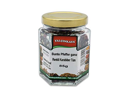 Yalçinkaya - Bunter Pfeffer - 85g - Ganze Samen - Gemischte Pfefferkörner ganz - Glasgewürze von Yalçinkaya