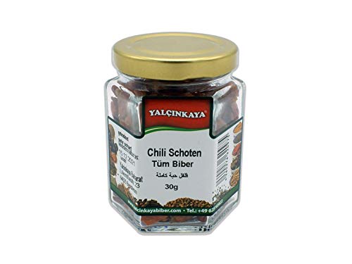 Yalçinkaya - Chili Schoten Ganz - Birds Eye - 30g - Ganze Chilischoten Scharf - Gewürzglas von Yalçinkaya