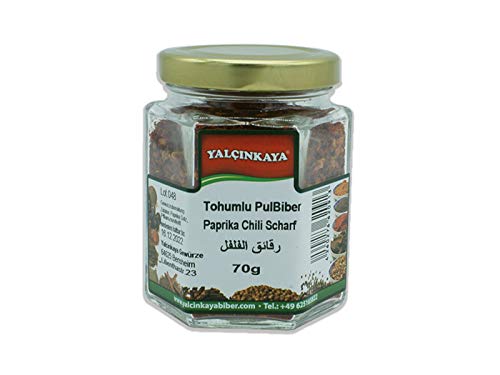 Yalçinkaya - Paprika Chili Scharf - 70g - Gewürz im Glas - geschrotet - Scharf im Gewürzglas von Yalçinkaya