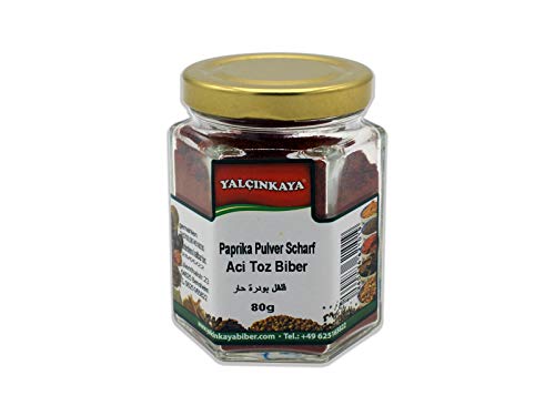 Yalçinkaya - Paprika Pulver Scharf - 80g - Gewürz im Glas - Pulver gemahlen - im Gewürzglas Yalçinkaya - Paprika Pulver Scharf - 80g - Gewürz im Glas - Pulver gemahlen - im Gewürzglas von Yalçinkaya