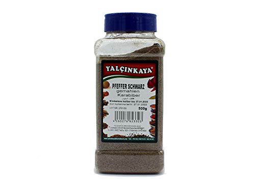 Yalçinkaya - Schwarzer Pfeffer - 500g - PET Box Gewürze - Pulver gemahlen - Vorratsdose - von Yalçinkaya