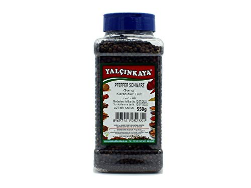 Yalçinkaya - Schwarzer Pfeffer - 550g - Ganze Samen Körner - Schwarze Pfefferkörner - PET Box von Yalçinkaya