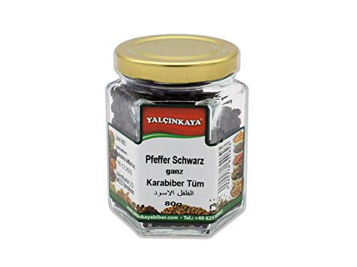 Yalçinkaya - Schwarzer Pfeffer - 80g - Samen Körner - Ganze Schwarze Pfefferkörner - im Glas Yalçinkaya - Schwarzer Pfeffer - 80g - Samen Körner - Ganze Schwarze Pfefferkörner - im Glas von Yalçinkaya