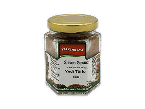 Yalçinkaya - Sieben Gewürze - 80g - Glas Grillgewürz Spezial - Orientlische Gewürzmischung von Yalçinkaya