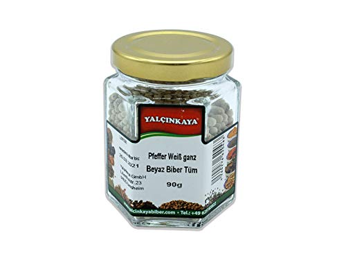 Yalçinkaya - Weißer Pfeffer - 90g - Samen Körner - Weisse Pfefferkörner ganz - Gewürz im Glas von Yalçinkaya