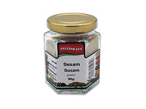 Yalçinkaya - Weißer Sesam - 90g - Gewürze im Glas - geschält - Premium Qualität Gewürzegläser von Yalçinkaya