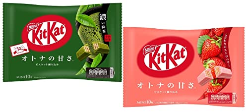 Kitkat Japan, Strawberry Strawberry & Deep Matcha Flavors Set, Schokoladenriegel Kit Kat Japanisch, 2er Pack. von Yamako