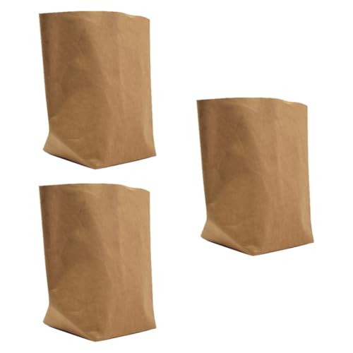 Yardwe 3st Dekor Braune Kraftpapiertüten Wiederverwendbare Einkaufstüten Für Die Küche Kraftpapiertüten Mit Griffen Kraftpapiertüten Klein Waschbare Papiertüte Lebensmittel Pflanze von Yardwe