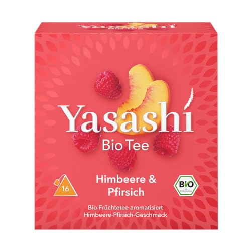 Yasashi Tee | Himbeere-Pfirsich | 16 Pyramidenbeutel | Glutenfrei | Laktosefrei | Vegan von Yasashi