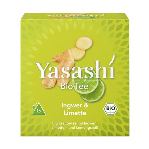 Yasashi Tee | Ingwer & Limette | 16 Pyramidenbeutel | Glutenfrei | Laktosefrei | Vegan von Yasashi