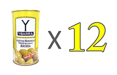 Spanische Oliven gefüllt mit Sardellen Ybarra 12x350g (Box 12 Dosen) von Ybarra