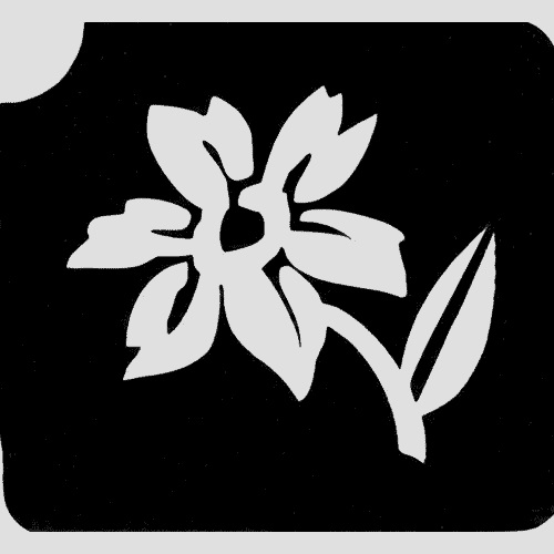 Blüte mit Blatt Tattooschablone, hübsche Glitzertattoo-Vorlage 5,5x5cm von Ybody