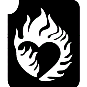 Herz in Flammen XL Tattooschablone f. Verliebte 8x6,5cm, selbstklebend von Ybody