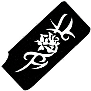 Tribal Rose - XL selbstklebende Tattoovorlage. 10,5x5 für Glitzertattoos und Airbrushornamente von Ybody